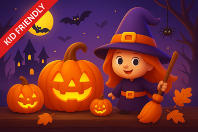 Halloween Cartoon 2023 — playful kid‑friendly spooky artwork