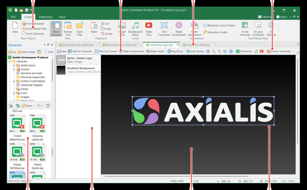 Axialis Screensaver Producer — interface and key features overview