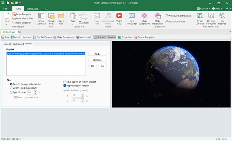 Axialis Screensaver Producer — Make Video Screensavers