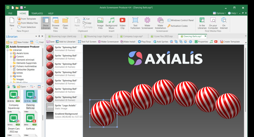 Axialis Screensaver Producer — interface screenshot