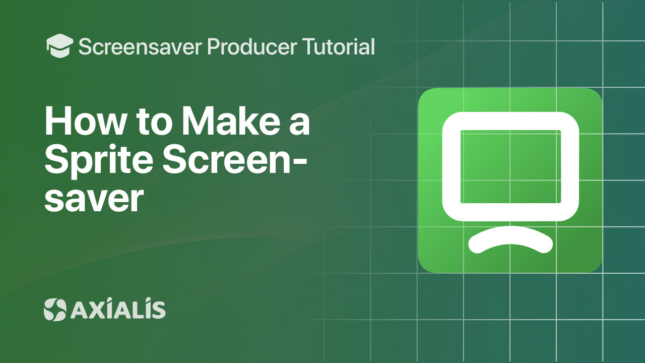 Sprite objects moving on a virtual screen in Axialis Screensaver Producer